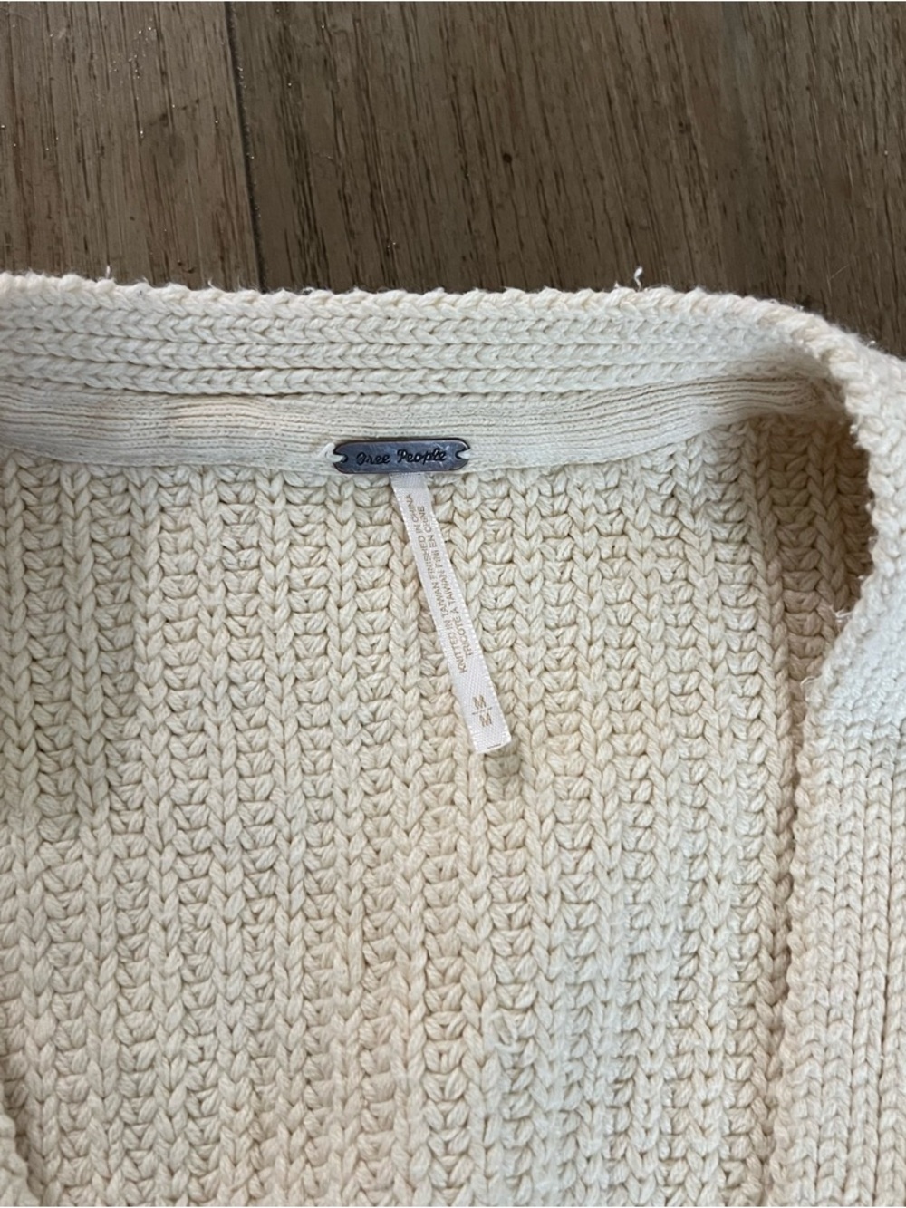 Free People Ivory Open-Front Knit Cardigan